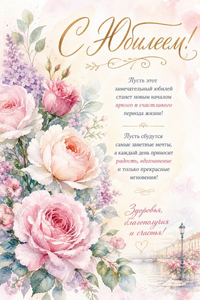 С юбилеем акварель #3
