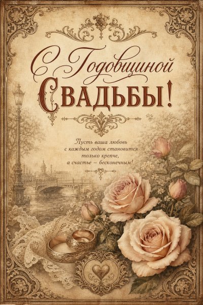С Годовщиной Свадьбы винтажная #1
