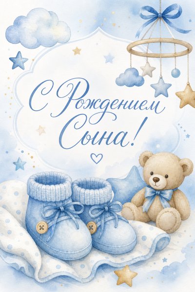 С Рождением Сына акварельная #1