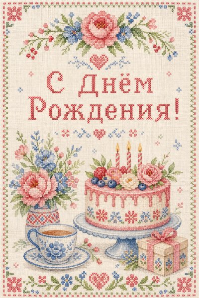 С Днём Рождения вышивка #1