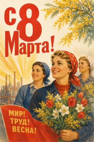 С 8 Марта советский плакат #1
