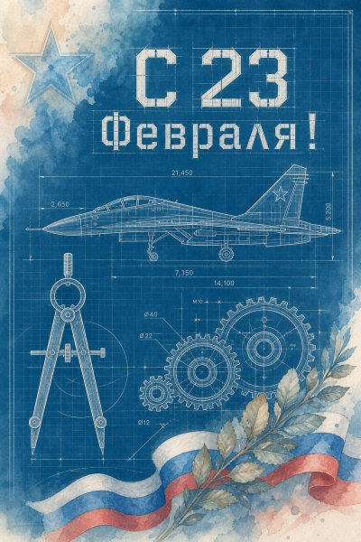 С 23 Февраля чертёж #1