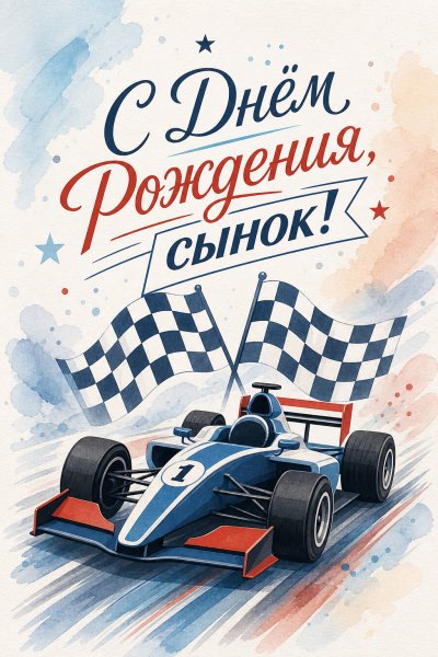 С Днём Рождения сыну плоская графика #1