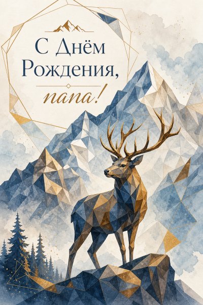 С Днём Рождения папе полигональная #1
