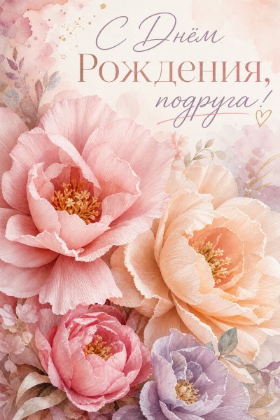 С Днём Рождения подруге бумажные цветы #1