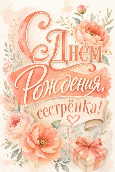 С Днём Рождения сестре типографика #1