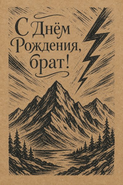 С Днём Рождения брату линогравюра #1