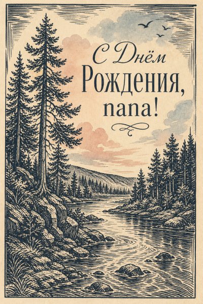 С Днём Рождения папе ксилография #1