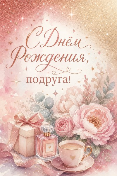 С Днём Рождения подруге глиттер #1