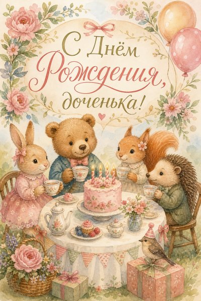 С Днём Рождения дочери книжная иллюстрация #1