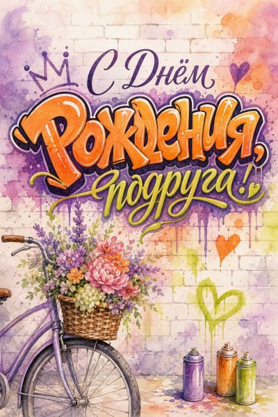 С Днём Рождения подруге граффити #1