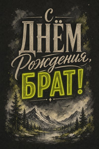 С Днём Рождения брату типографика #1