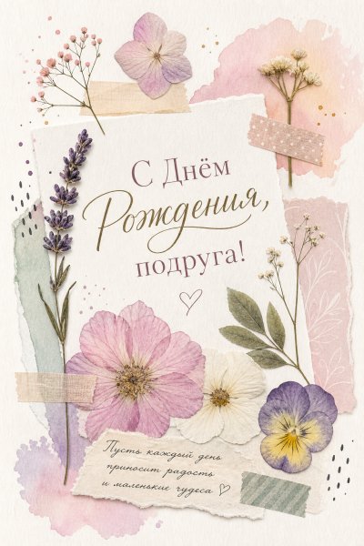 С Днём Рождения подруге ботанический коллаж #1