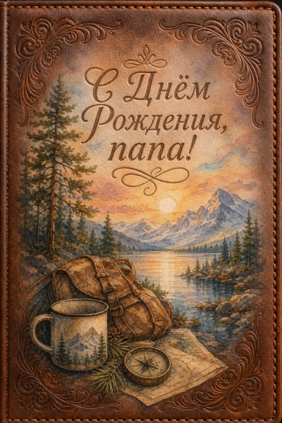 С Днём Рождения папе тиснение по коже #1