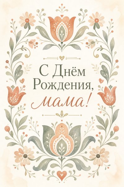 С Днём Рождения маме скандинавский флораль #1