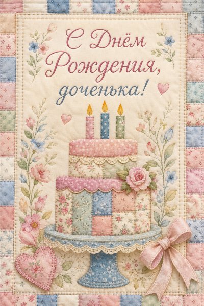 С Днём Рождения дочери лоскутное шитьё #1