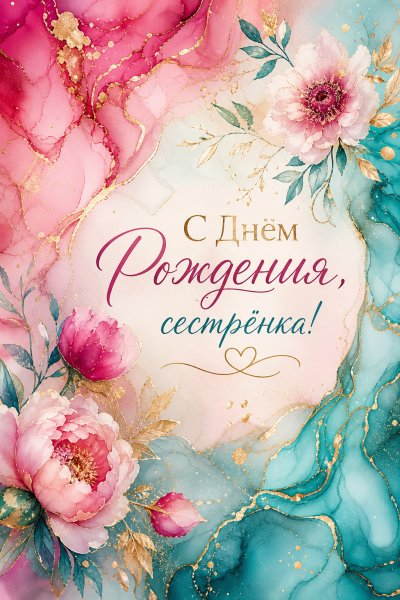 С Днём Рождения сестре жидкие чернила #1