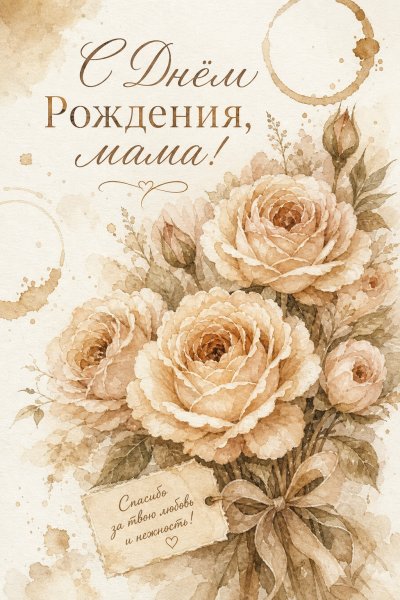 С Днём Рождения маме кофейная живопись #1