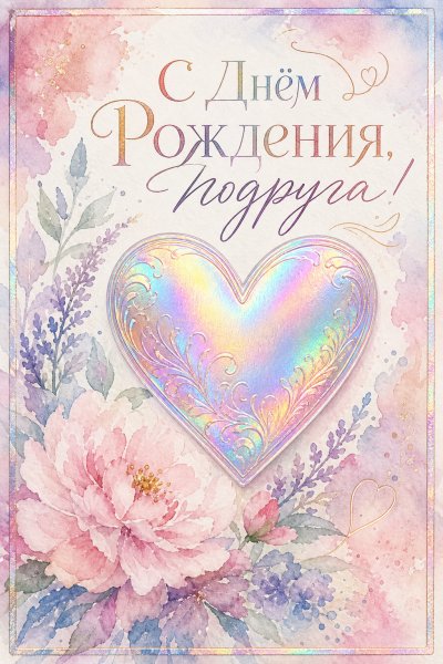 С Днём Рождения подруге голографическая фольга #1