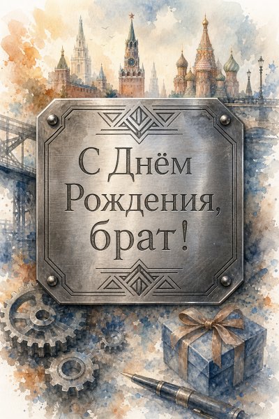 С Днём Рождения брату металл #1