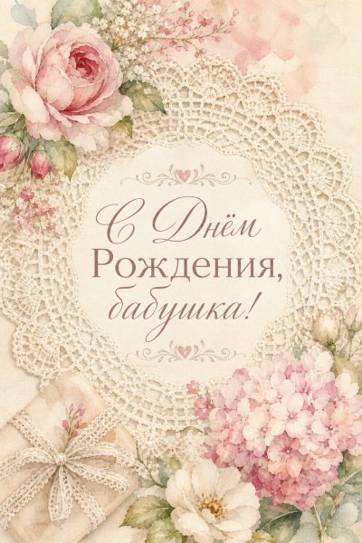 С Днём Рождения бабушке кружевная салфетка #1