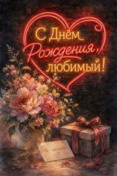 С Днём Рождения мужу неон #1