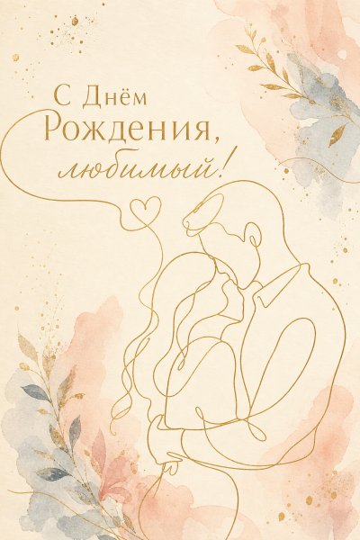 С Днём Рождения мужу лайн-арт #1