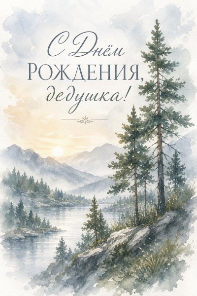 С Днём Рождения дедушке акварель #1