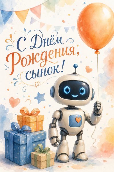 С Днём Рождения сыну 3D робот #1