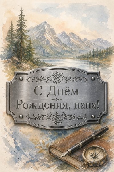 С Днём Рождения папе травление по металлу #1