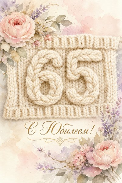 С юбилеем 65 лет: нежная вязаная текстура