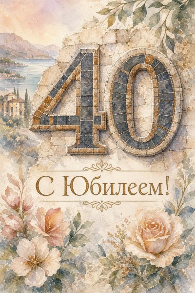 С юбилеем 40 лет: мозаика с номером "40"