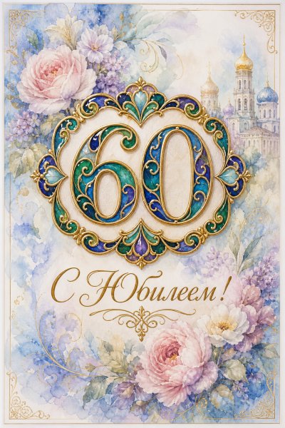 С юбилеем 60 лет: детализированная роспись в стиле эмали