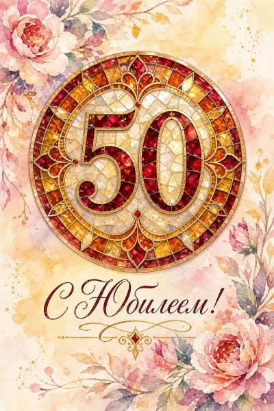 С юбилеем 50 лет: мозаичный розет с цифрой 50