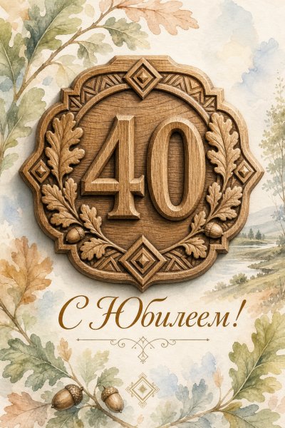 С юбилеем 40 лет: резное деревянное Relief с номером 40