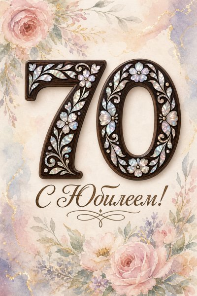 С юбилеем 70 лет: номер 70 с перламутровым декором