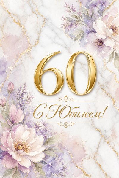 С юбилеем 60 лет: золотые цифры на мраморе
