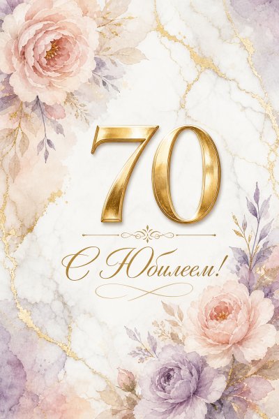 С юбилеем 70 лет: золотые буквы на мраморе