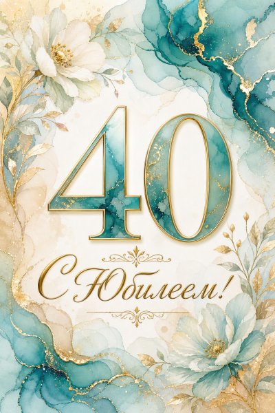 С юбилеем 40 лет: номер 40 с золотыми вкраплениями