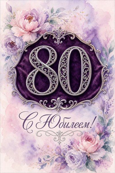 С юбилеем 80 лет: серебряные цифры 80