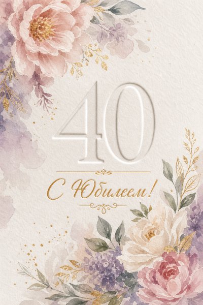 С юбилеем 40 лет: номер 40 на фоне цветов