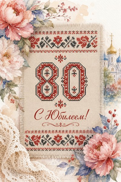 С Юбилеем 80 лет народная вышивка #1