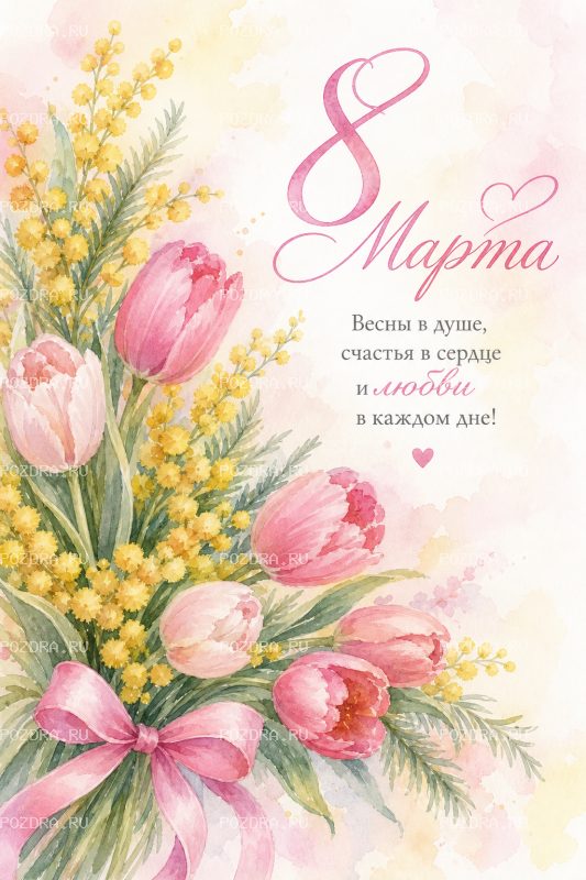 С 8 марта акварель #5