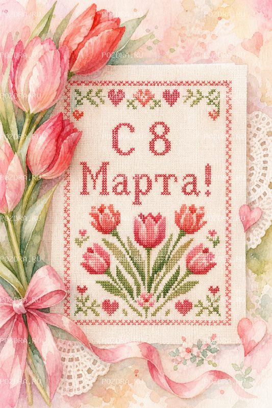 С 8 Марта вышивка #1