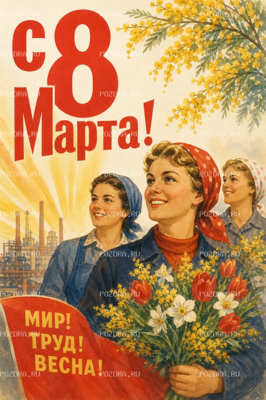 С 8 Марта советский плакат #1