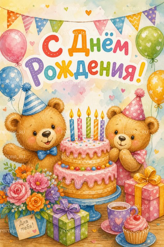 С Днём Рождения детская гуашь #1